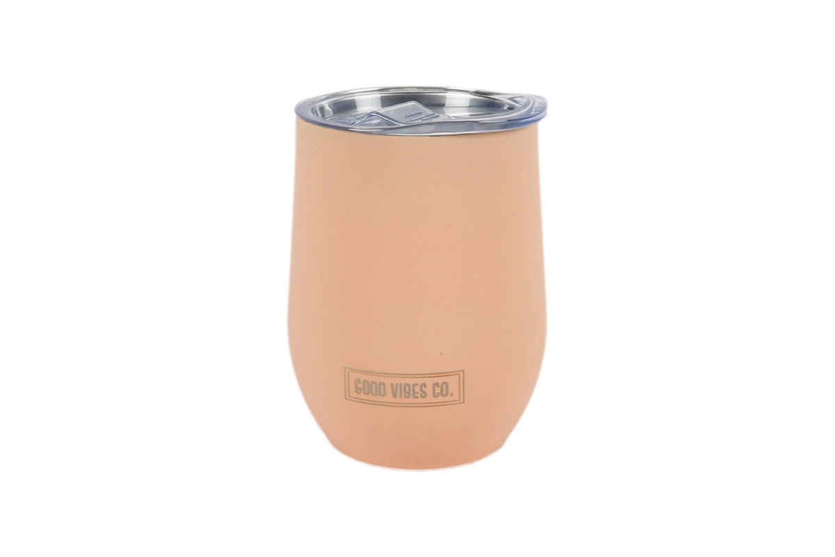 Good Vibes™ 295ml Insulated Double Wall Stainless Steel Travel Cup with Lid, Durable Matt Finish - Terracotta Blush