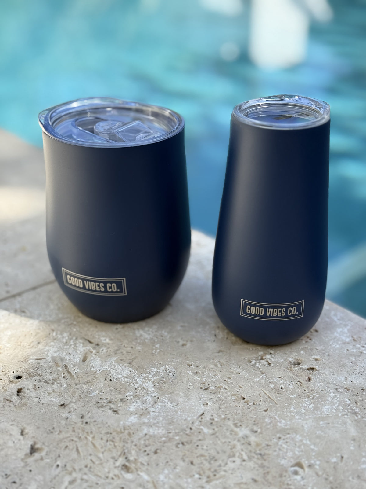 Good Vibes™ 295ml Insulated Double Wall Stainless Steel Travel Cup with Lid, Durable Matt Finish - Navy Blue