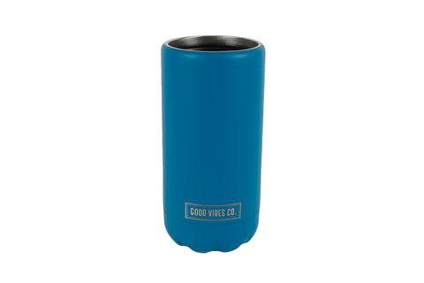 Good Vibes™ Insulated Double Wall Stainless Steel Skinny Bottle & Can Cooler - Peacock Blue