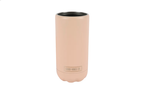 Good Vibes™ Insulated Double Wall Stainless Steel Skinny Bottle & Can Cooler - Terra Blush