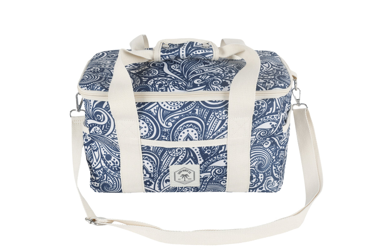 Tahitian Blue 15 Can Deluxe Cooler Bag, Insulated Lining, Removable Shoulder Strap, Storage Pocket