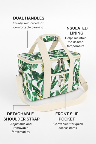 Botanical 15 Can Deluxe Cooler Bag, Insulated Lining, Removable Shoulder Strap, Storage Pocket