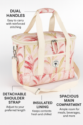 Tropicana 15 Can Deluxe Cooler Bag, Insulated Lining, Removable Shoulder Strap, Storage Pocket
