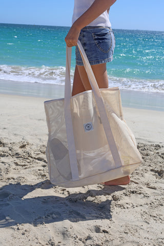 Cream Extra Large, Ultimate Mesh Tote Beach Bag 62cm