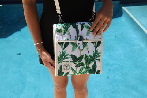 Botanical Insulated Lunch Bag, Removable Shoulder Strap, Adjustable Closure Strap