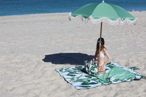 Botanical Canvas Beach Bag, Inner Pocket, Carry Handles