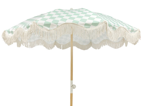 Luxe Canvas Beach Umbrella 2M - Sage Check