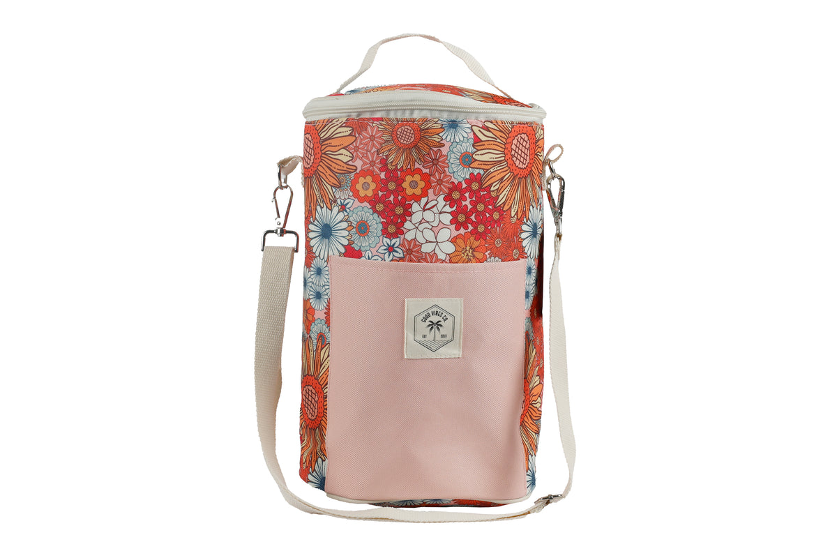Insulated Barrel Cooler Bag with Shoulder Strap - Retro Summer