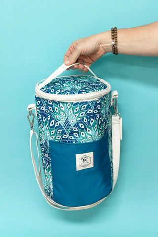 Barrel Cooler Bag with Shoulder Strap - Peacock Paradise