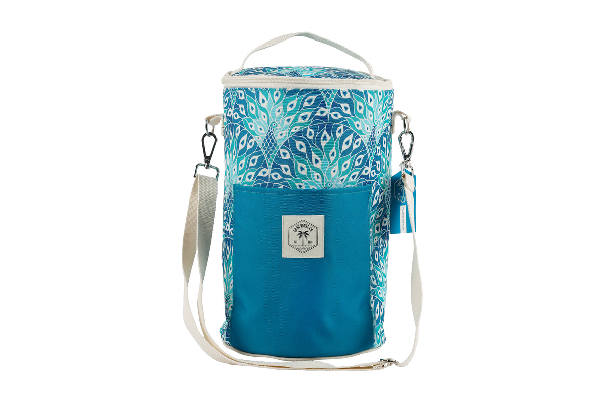 Barrel Cooler Bag with Shoulder Strap - Mediterranean