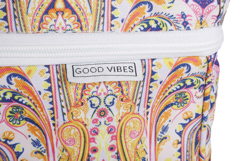 Good Vibes™ Premium Insulated Picnic Cooler Bag, Carry Handles, 2 Separate Compartments, Holds 24+ Cans - Nomad Paisley