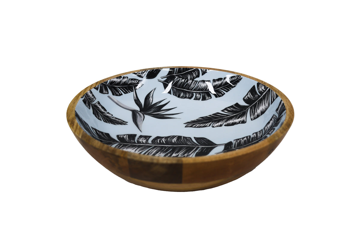 Mango Wood and Enamel Salad Bowl 31cm - Sorrento