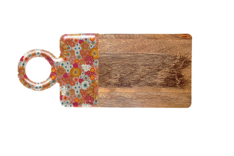 Good Vibes™ Mango Wood & Enamel Serving Board 46cm - Retro Summer