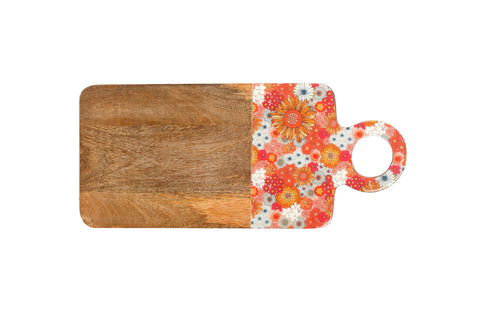 Good Vibes™ Mango Wood & Enamel Serving Board 46cm - Retro Summer