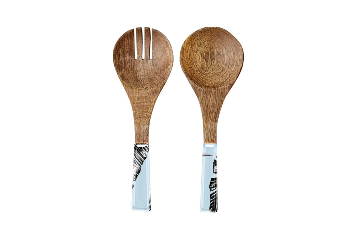 2pc Mango Wood & Enamel Salad Servers 24cm - Sorrento