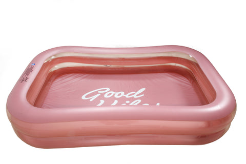 Good Vibes™ Inflatable Family Swimming Pool Extra Large Twin Tube Heavy Duty PVC Pink  262 x 175 x 50cm