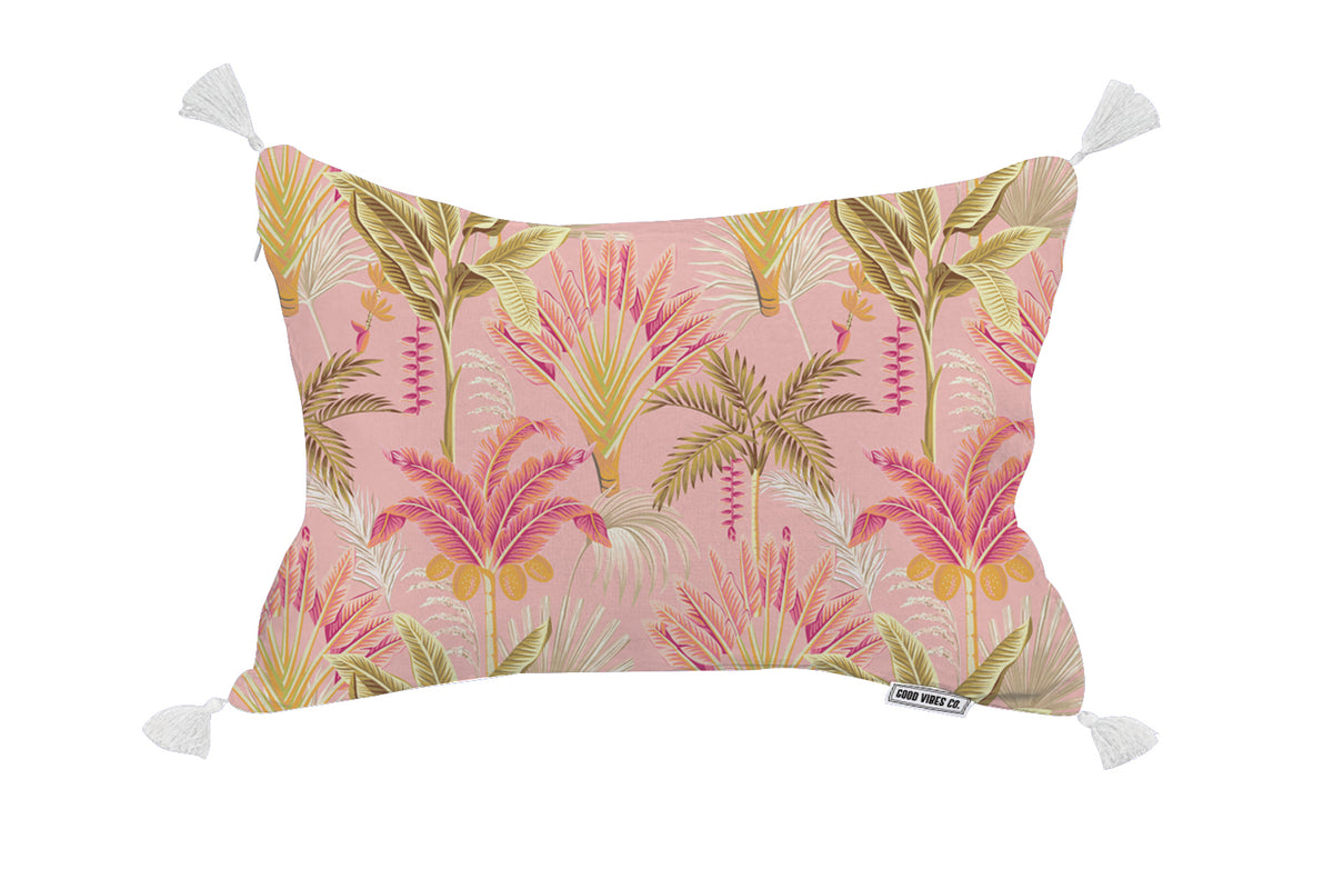 Tropicana Inflatable Beach Pillow With Tassels , PVC Insert, Water Resistant