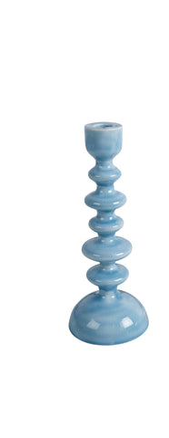 20cm Blue Enamel Tapered Candle Holder