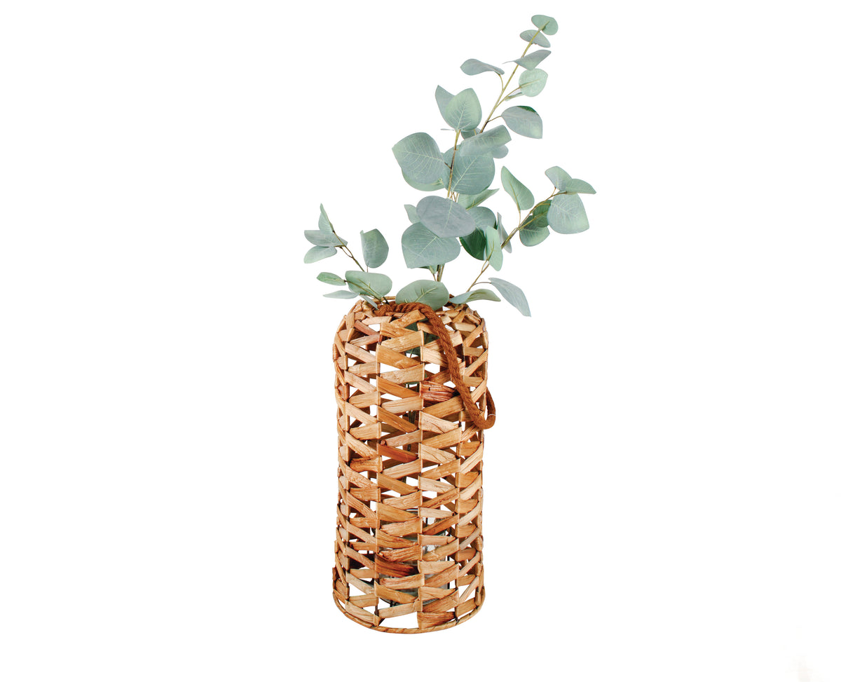 Woven Seagrass Vase with Glass Insert and Handle 40x20cm