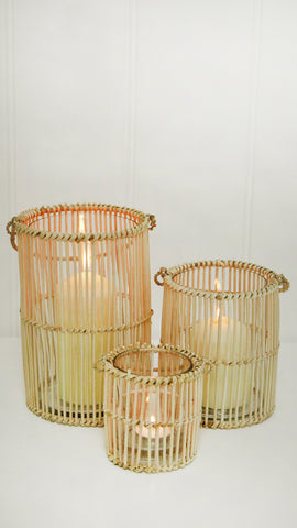 Natural Wooden Lantern with Glass Insert 22 x 14cm