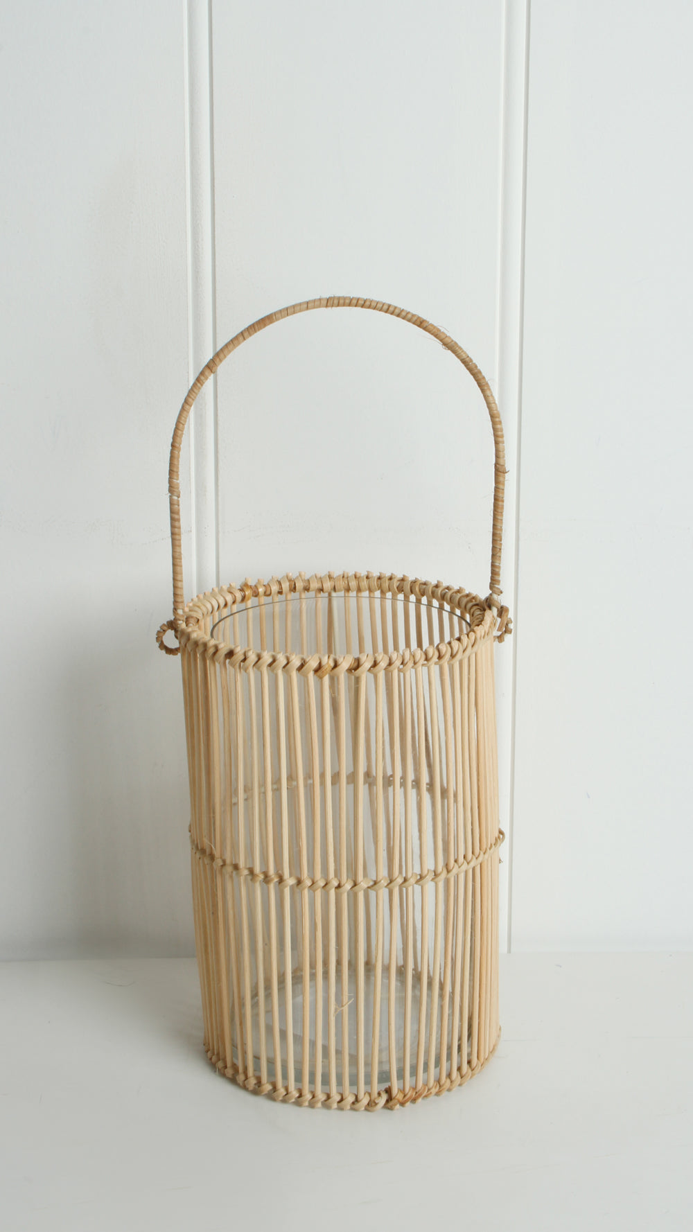 Natural Wooden Lantern with Glass Insert 22 x 14cm