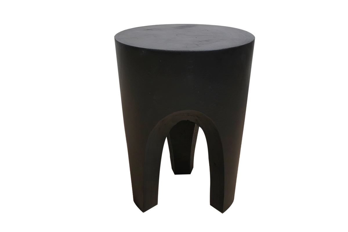 BLACK PAULOWNIA WOODEN STOOL / SIDE TABLE / PLANTER STAND, 40X32X32CM