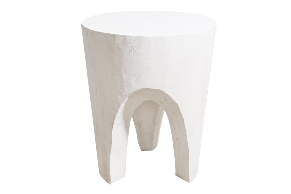White Paulownia Wooden Stool, Side Table, Planter Stand 40 x 32 x 32cm