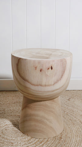 Light Natural, Paulownia Wood Side Table / Stool / Planter Stand, 40 x 30cm