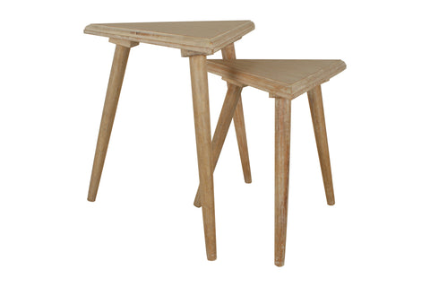 Set Of 2, Natural, Mango Wood Side Tables 43 x 43 x 43cm