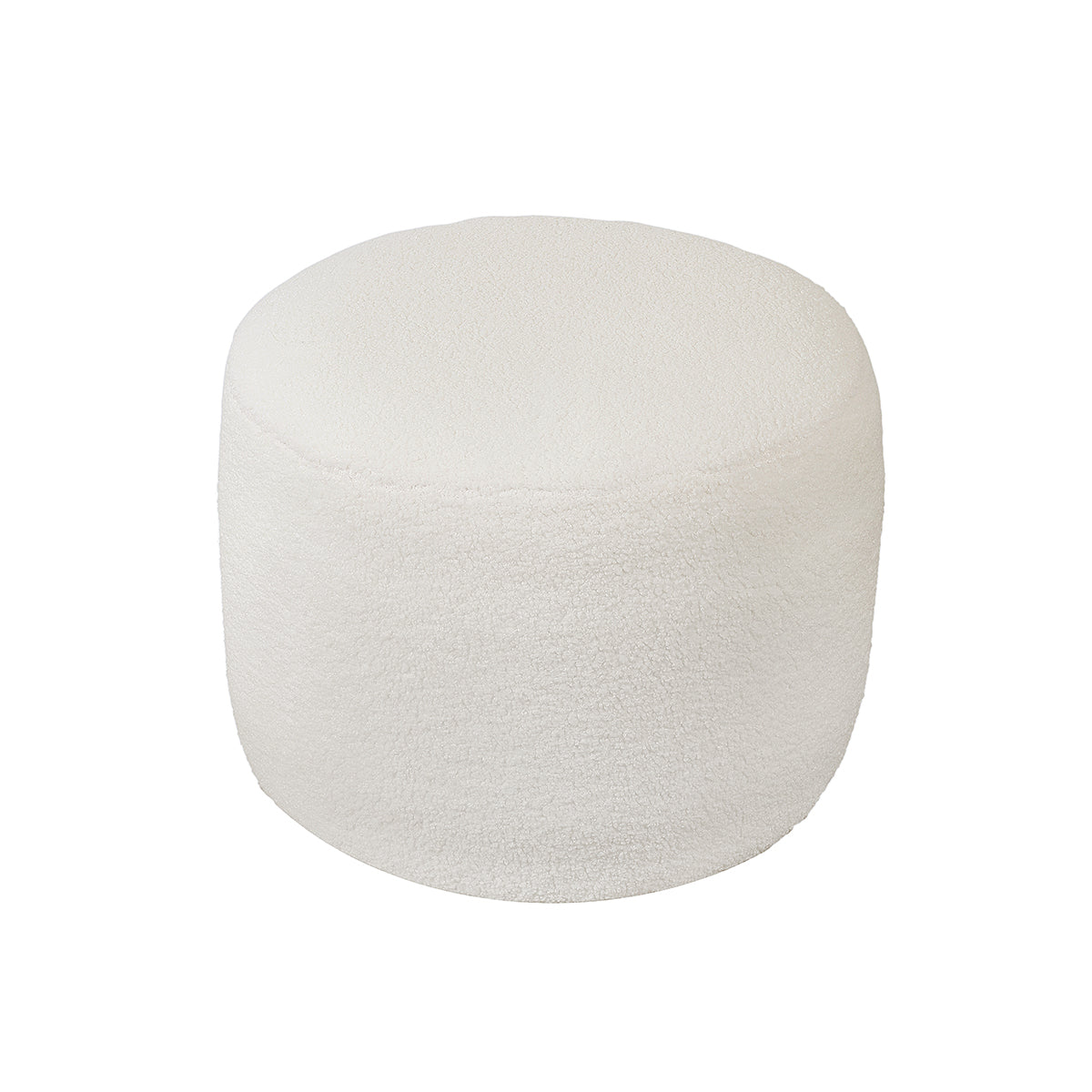 Talia Pouf Stool Teddy Plush White 50x50x38cm