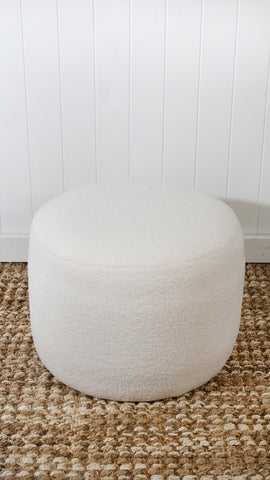 Talia Pouf Stool Teddy Plush White