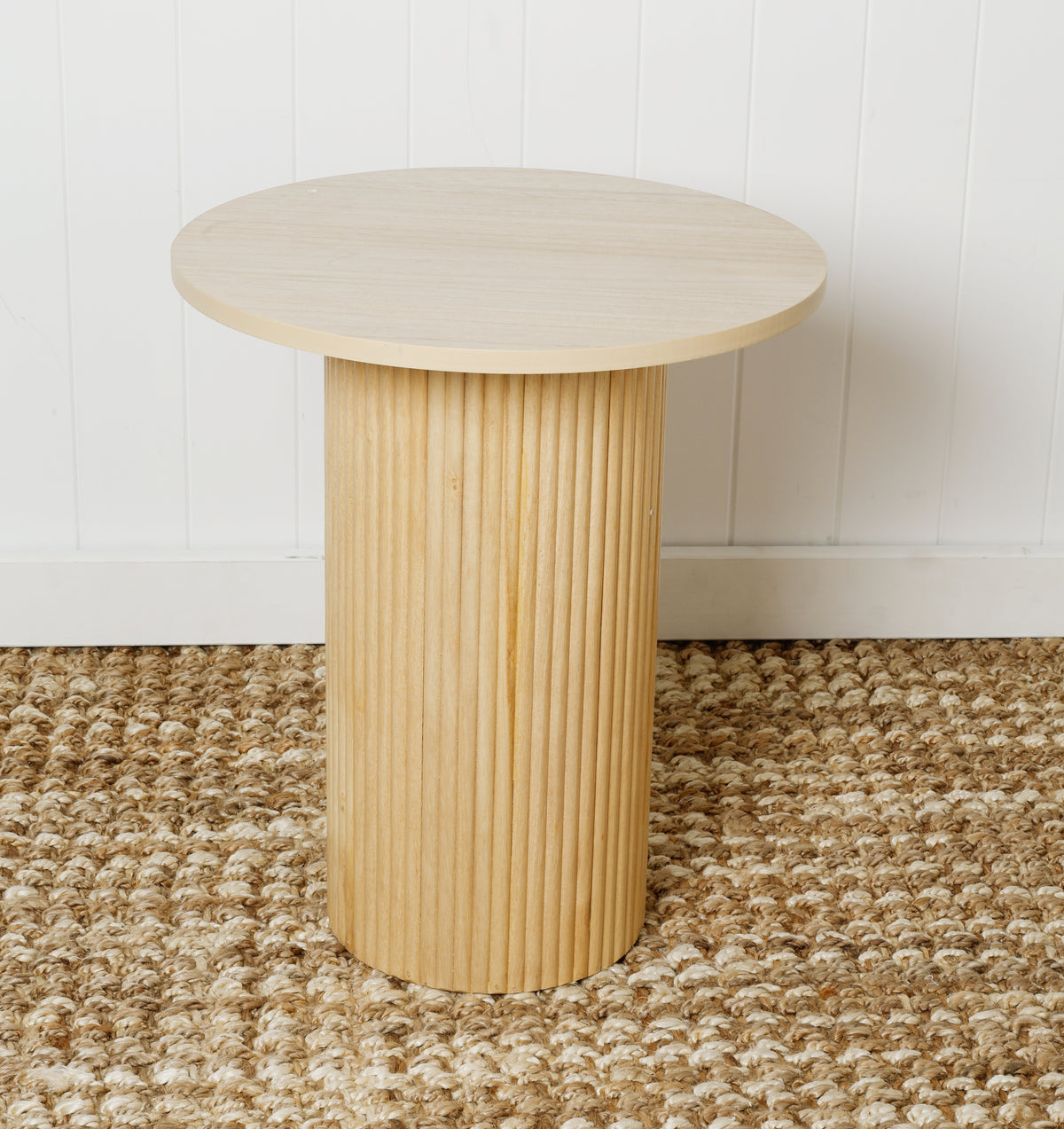 40cm Aimee Fluted Round Coffee Table Natural For Sale