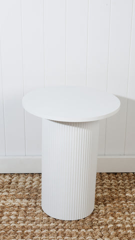 Blanche Fluted Side Table White 50 x 40 x 24cm