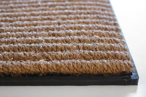 M&C™ STRIPED EMBOSSED HEAVY DUTY COIR & RUBBER DOORMAT 70x40x2.2cm