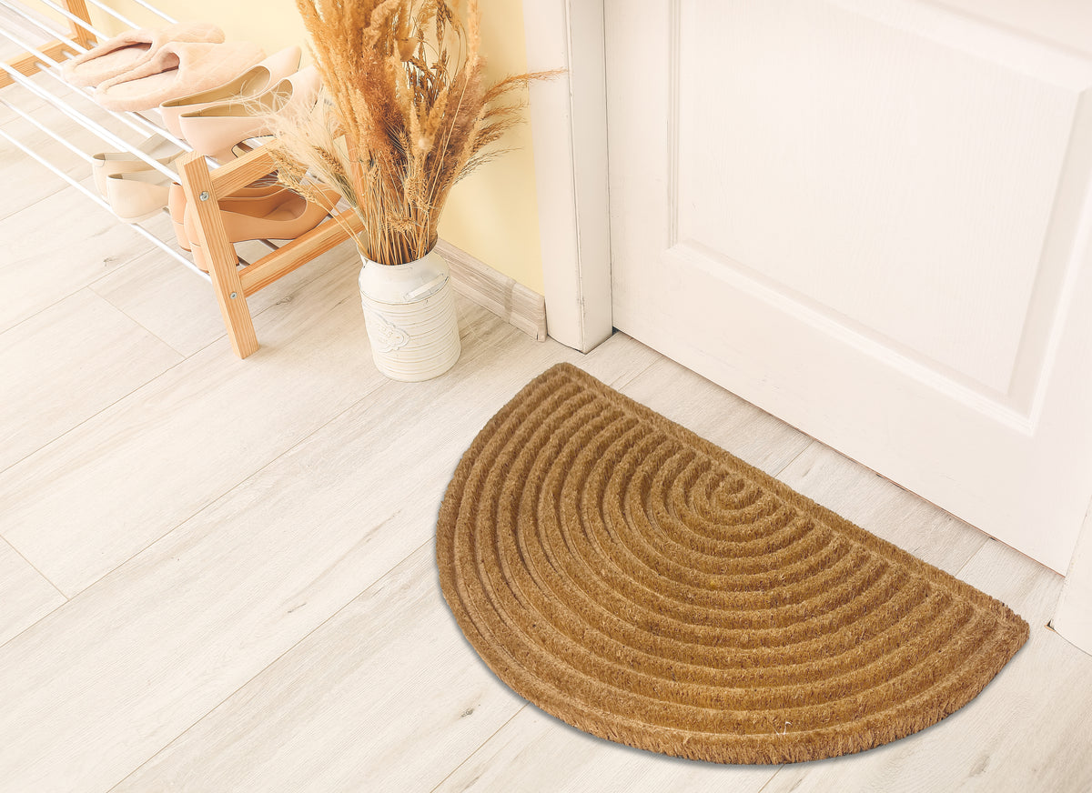 M&C™ STRIPED EMBOSSED ARCH COIR & VINYL DOORMAT 70x40x1.5cm