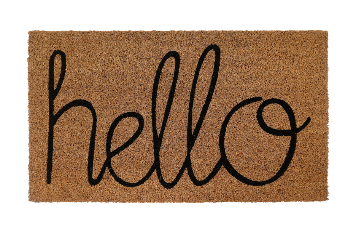 M&C™ COIR & VINYL DOORMAT 'HELLO' DESIGN 70x40x1.5cm
