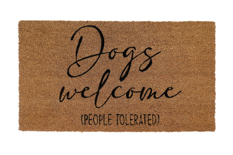 M&C™ COIR & VINYL DOORMAT 'DOGS WELCOME PEOPLE TOLERATED' DESIGN 70x40x1.5cm