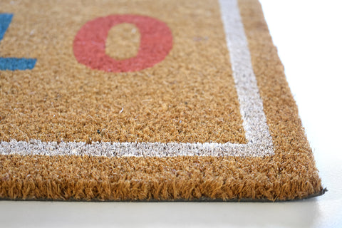 M&C™ COIR & VINYL DOORMAT PASTEL 'HELLO' DESIGN 70x40x1.5cm