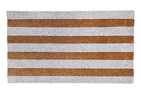 M&C™ COIR & VINYL DOORMAT WHITE STRIPE DESIGN 70x40x1.5cm