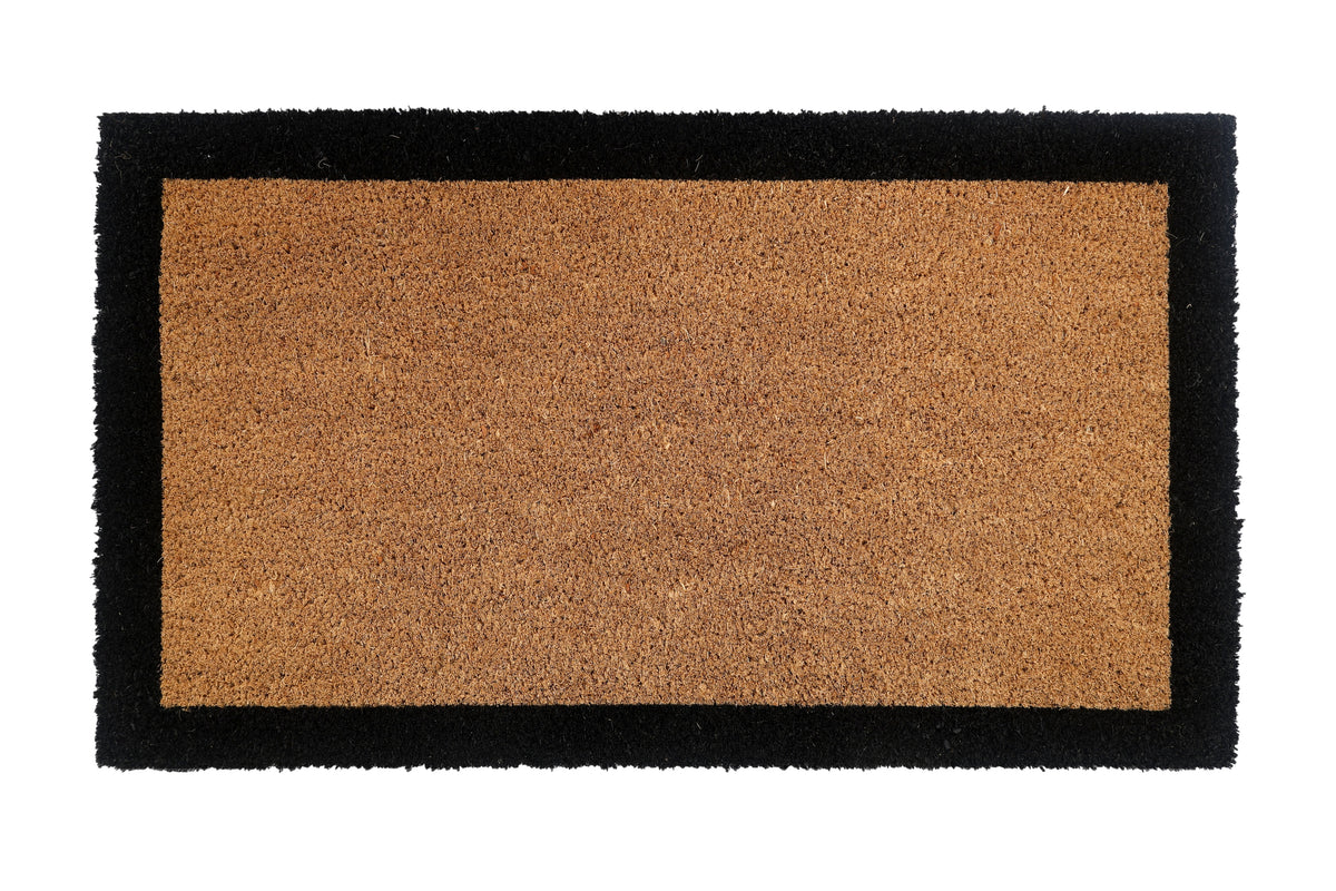 M&C™ COIR & VINYL DOORMAT CLASSIC BLACK BOARDER DESIGN 70x40x1.5cm