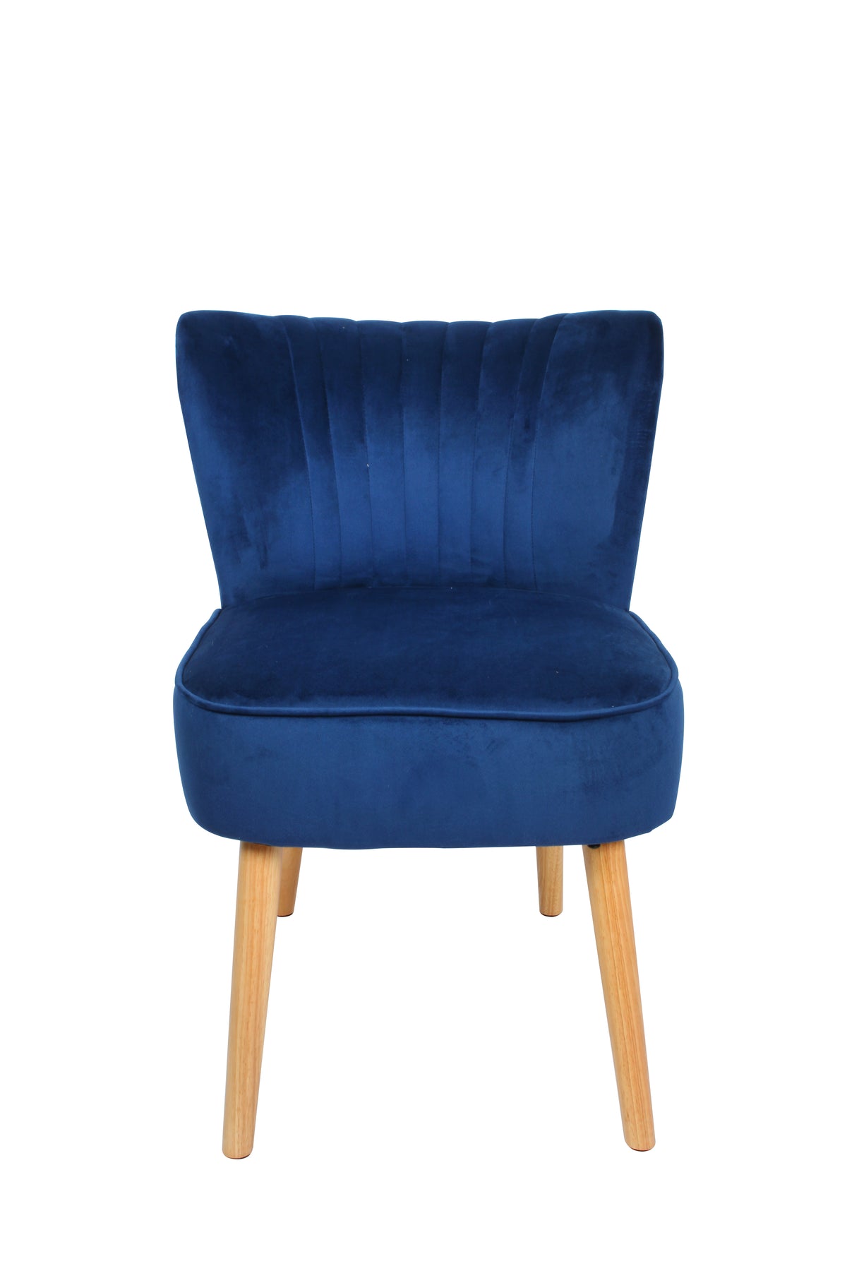 Navy Blue Velvet and Wood Accent Chair