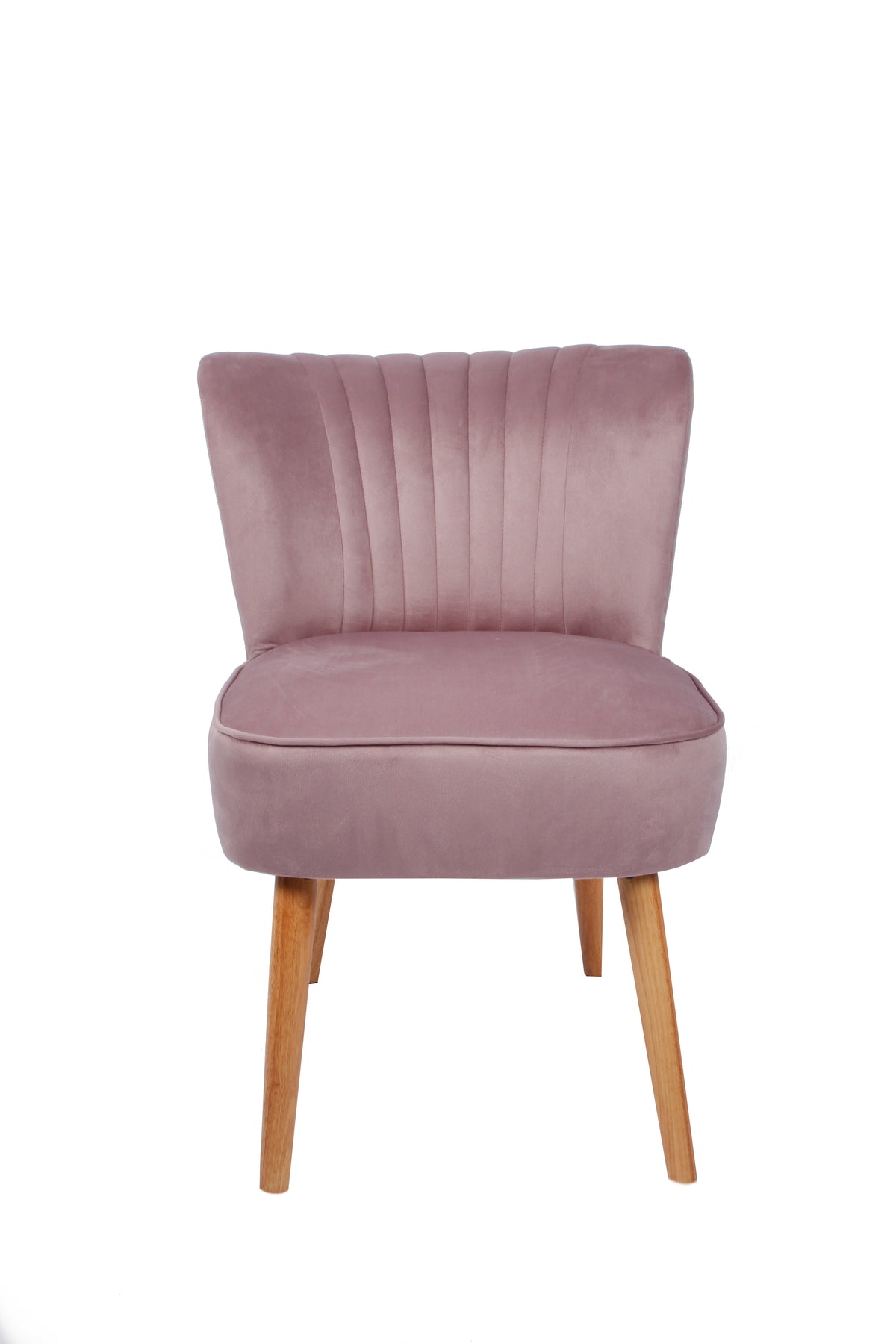 Pink Velvet & Wood Accent Chair