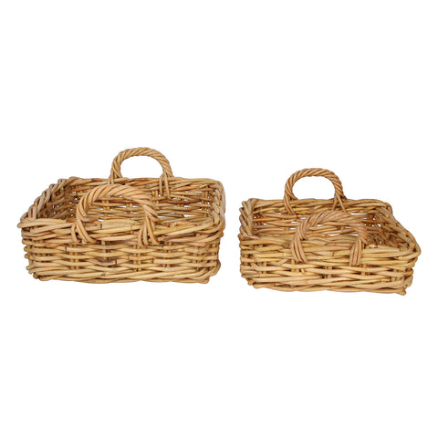 Chelsy Set Of 2 Rattan Rectangle Log Basket