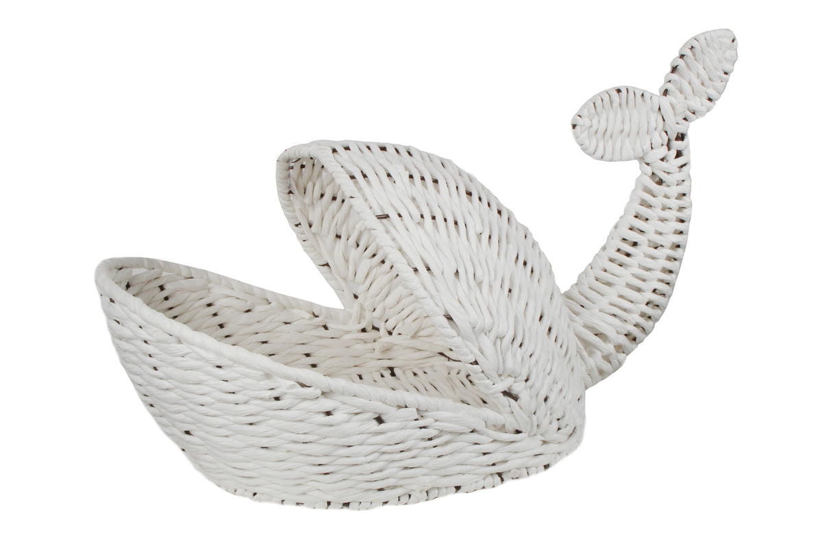 WILLY WHALE RATTAN BASKET WHITE