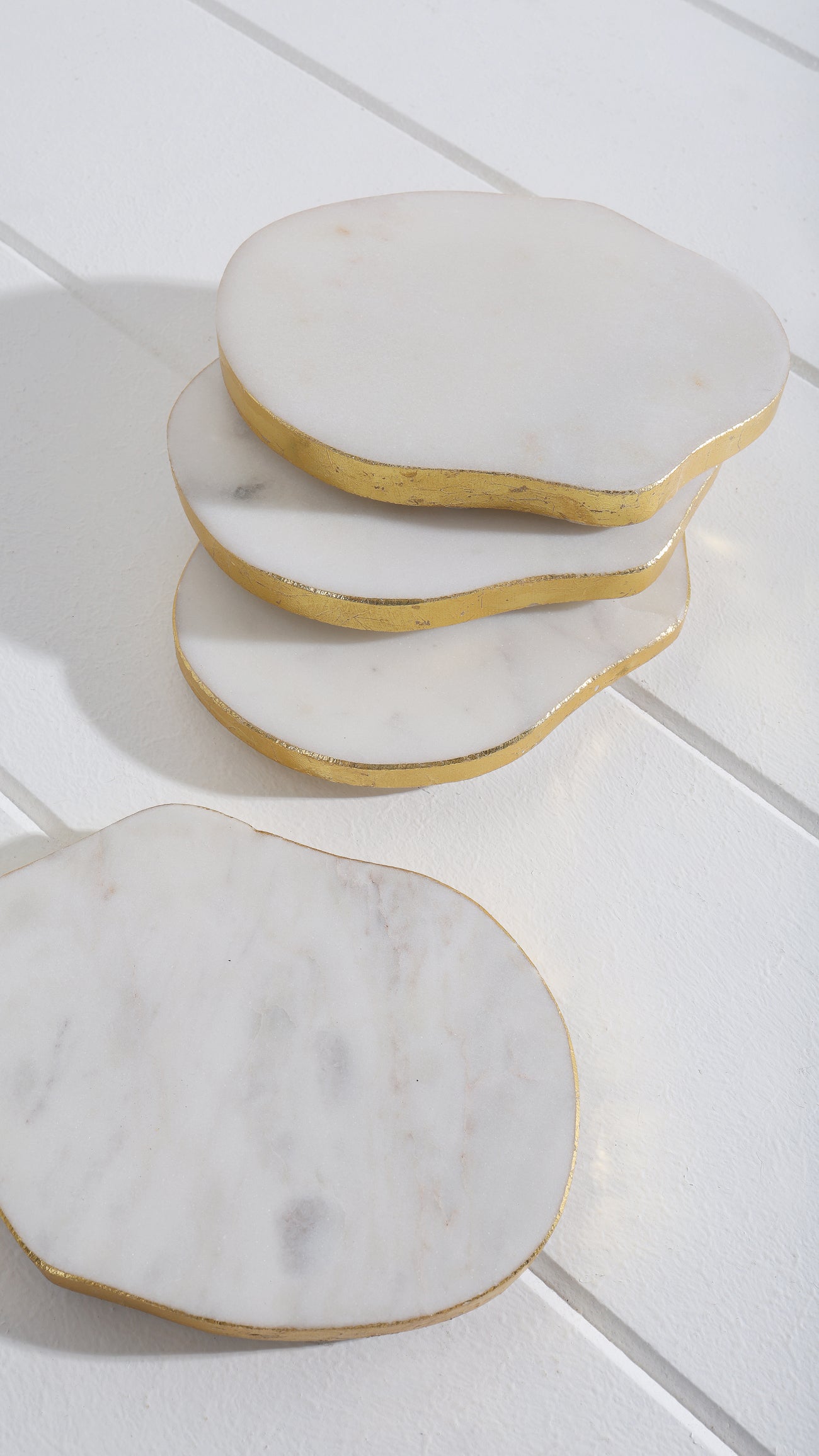 WENDELL MARBLE SET OF 4 COASTERS WITH GOLD FOIL