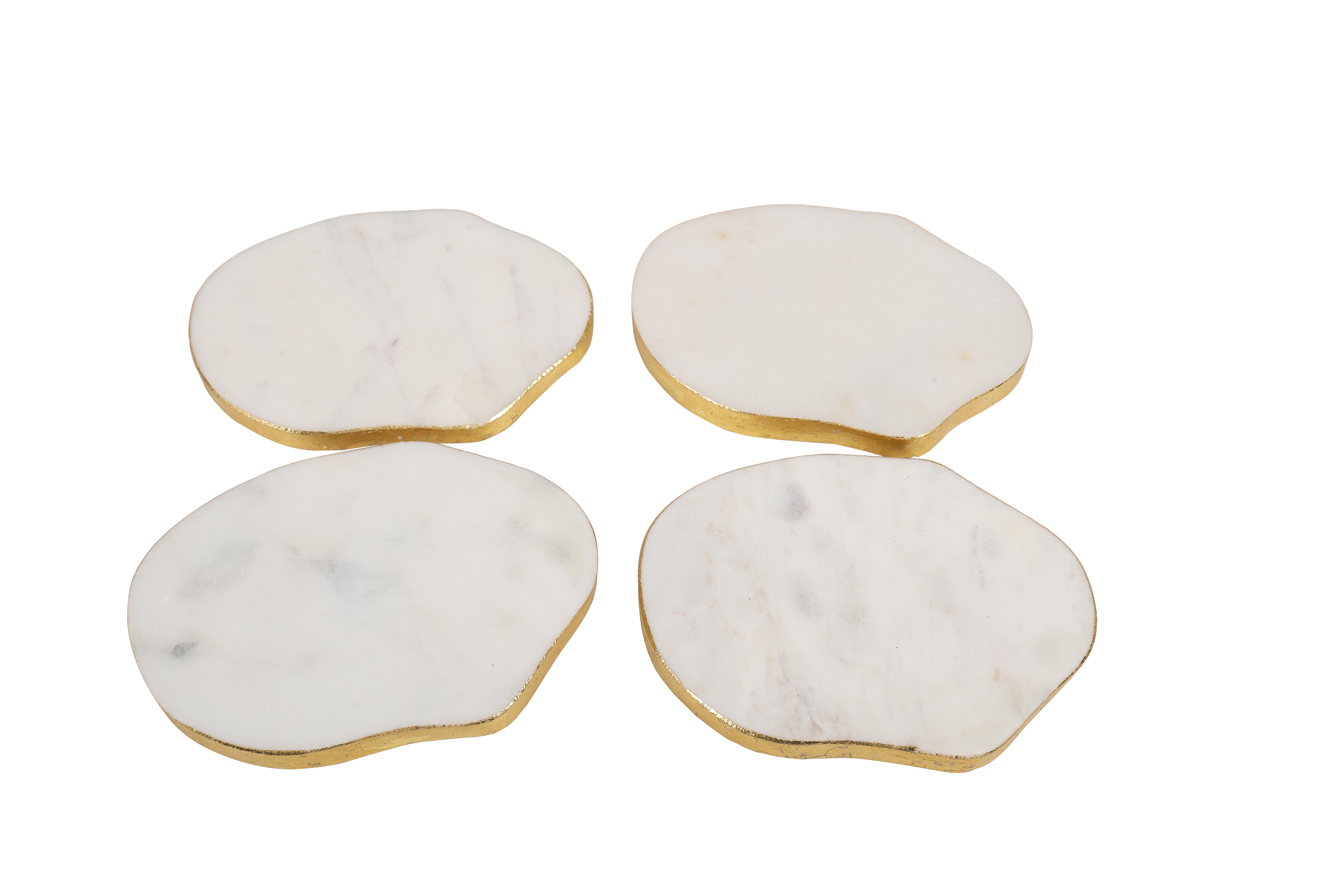 WENDELL MARBLE SET OF 4 COASTERS WITH GOLD FOIL