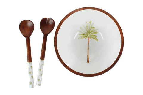 St Barts Palm Bowl Mango Wood Enamel