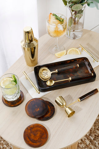 Ophelia Set Of 3 Cocktail Tools - Tobacco With Gold Accent