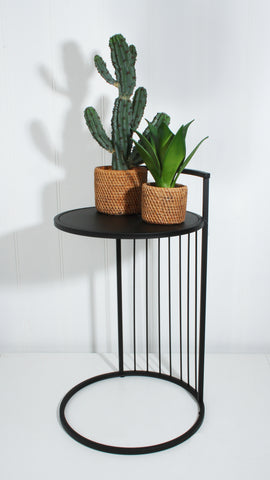 Matte Black Side Table, Planter Stand, 65 x 38 x 38cm