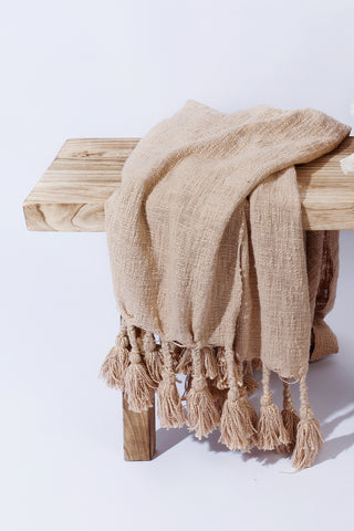 Neo Cotton Throw With Giant Tassels Nude